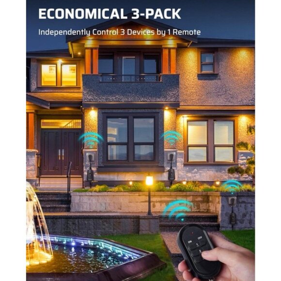 Outdoor Indoor Wireless Remote Control Outlet Kit, Waterproof  Electrical Plug - Picture 2 of 7